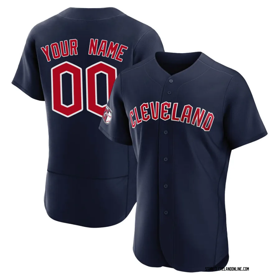 Authentic Men's Custom Cleveland Guardians Alternate Jersey - Navy