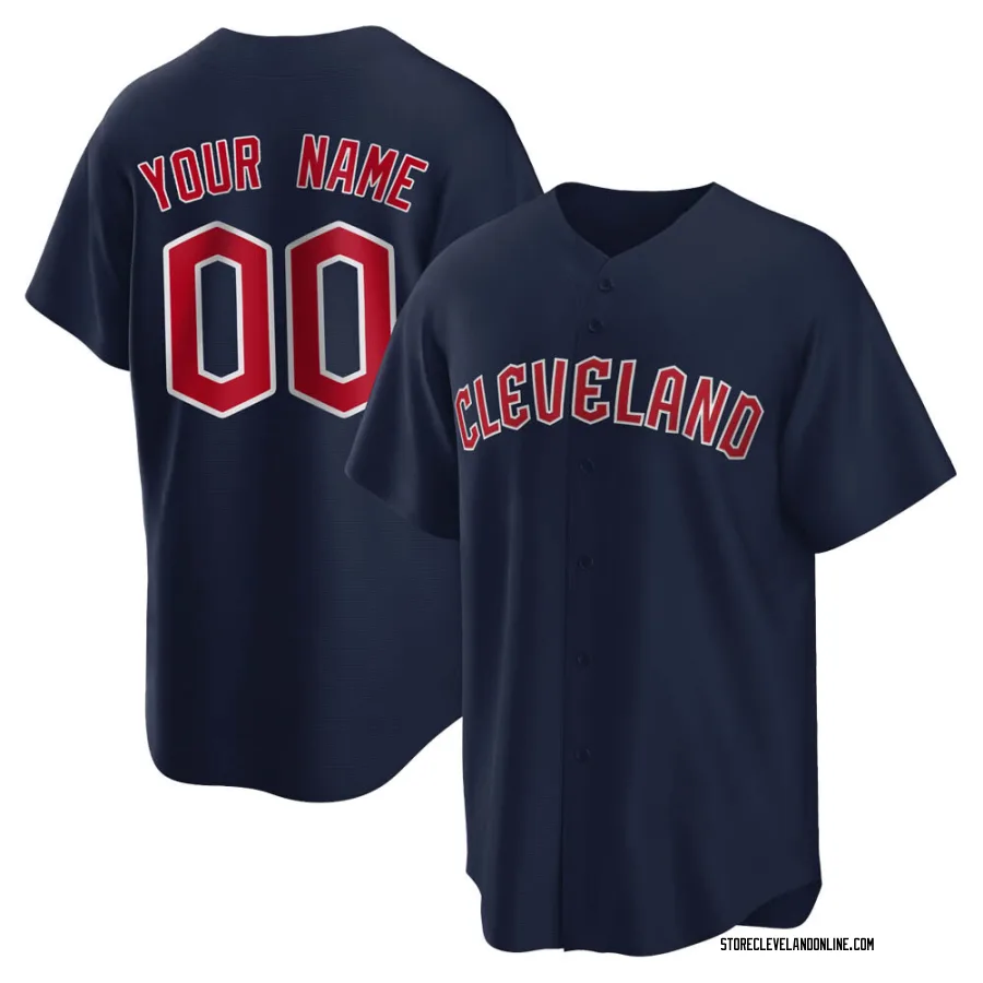 Replica Men's Custom Cleveland Guardians Alternate Jersey - Navy