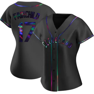 Replica Women's Stuart Fairchild Cleveland Guardians Alternate Jersey - Black Holographic