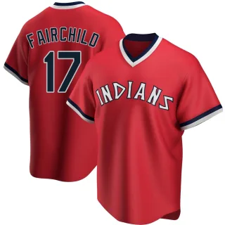 Replica Youth Stuart Fairchild Cleveland Guardians Road Cooperstown Collection Jersey - Red